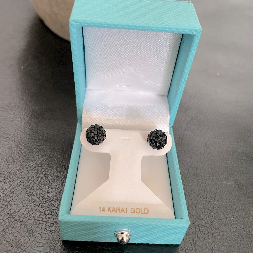 14 k gold 9 ct Crystal Fireball Ball Stud CZ minimalist coquette lee stud